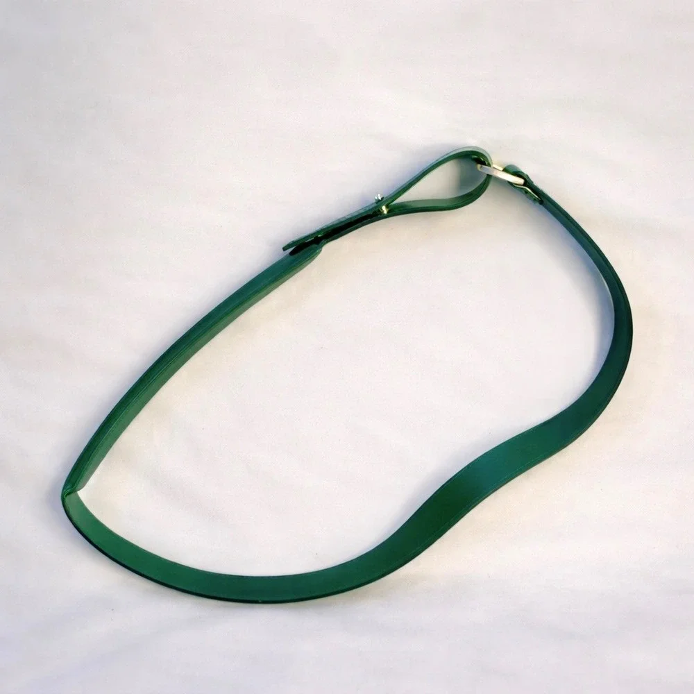 Vintage Ralph Lauren Emerald Green Tubular Leather‎ Rolled Skinny Belt Size 30